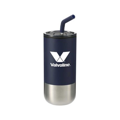 16 oz Tumbler with Straw - Navy